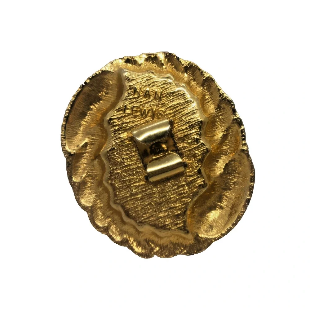 Nan Lewis Belt Buckle Green Purple Enamel Gold-Tone Vintage 3